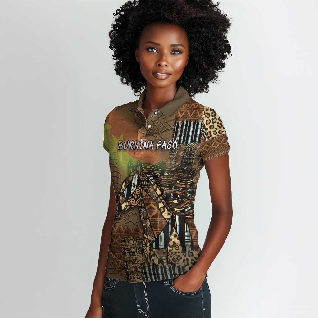 Personalized Burkina Faso Women Polo Shirt African Tribal Horse Patchwork Style - Wonder Print Shop