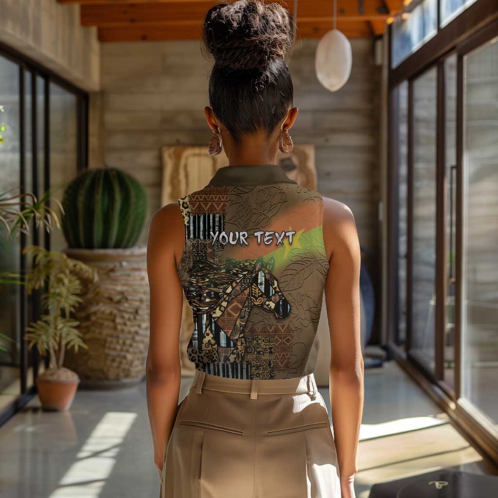 Personalized Burkina Faso Women Sleeveless Polo Shirt African Tribal Horse Patchwork Style - Wonder Print Shop