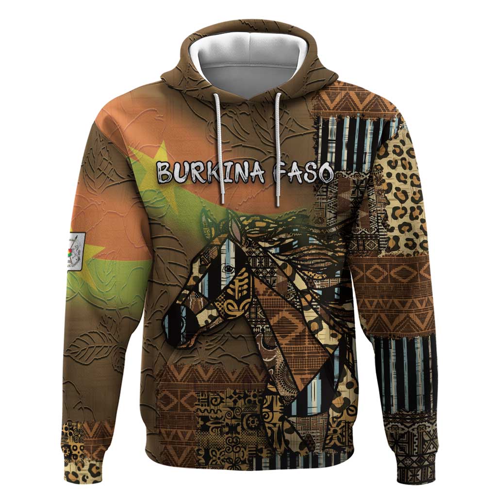 Personalized Burkina Faso Zip Hoodie African Tribal Horse Patchwork Style - Wonder Print Shop