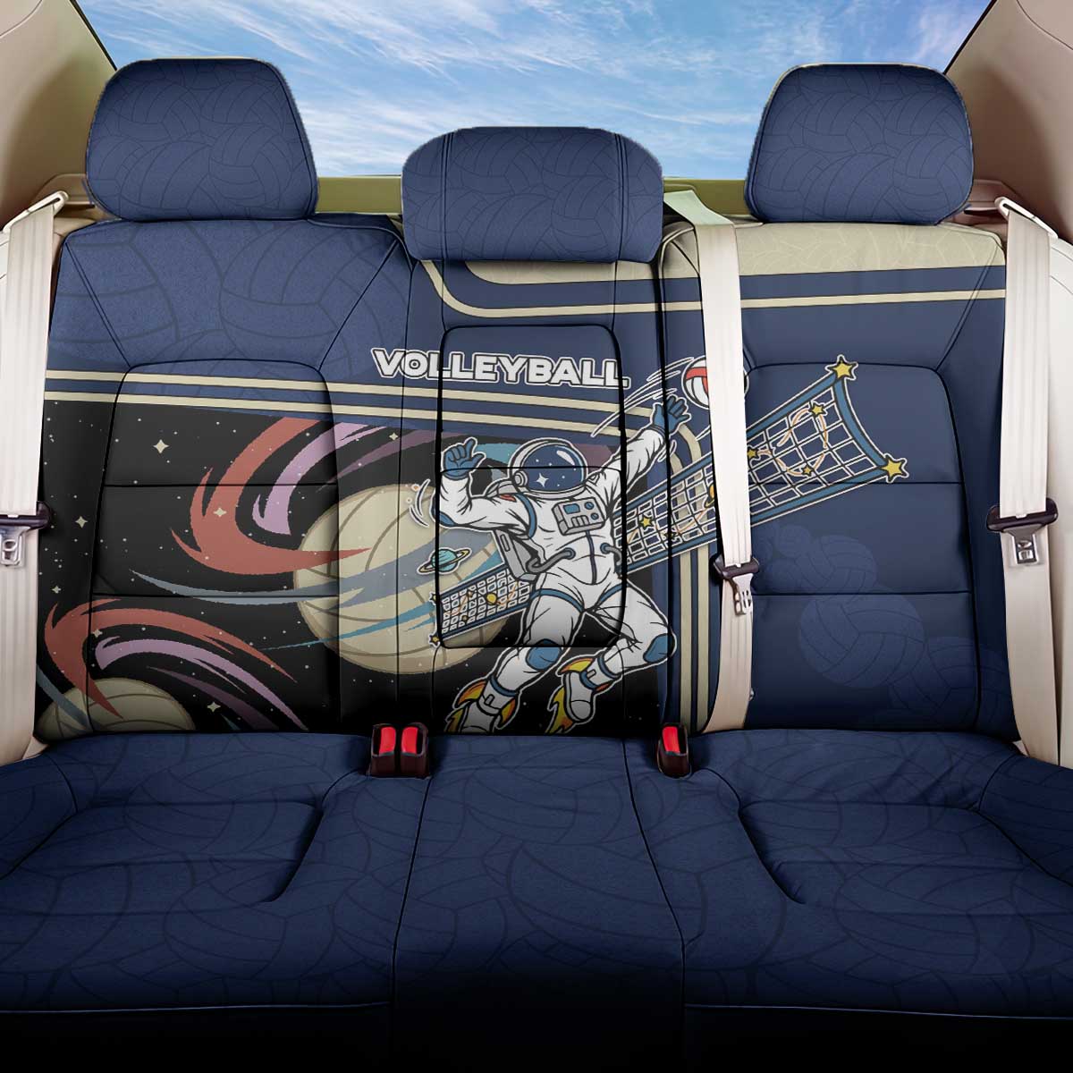 Volleyball Back Car Seat Cover Astronaut Cosmic Spiker