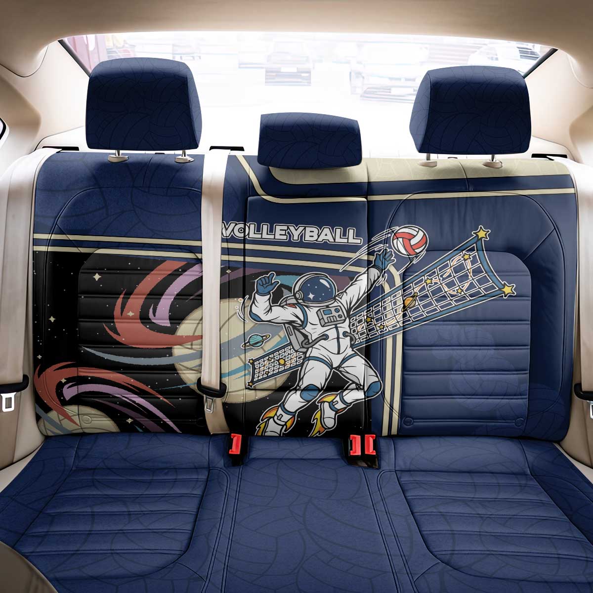 Volleyball Back Car Seat Cover Astronaut Cosmic Spiker