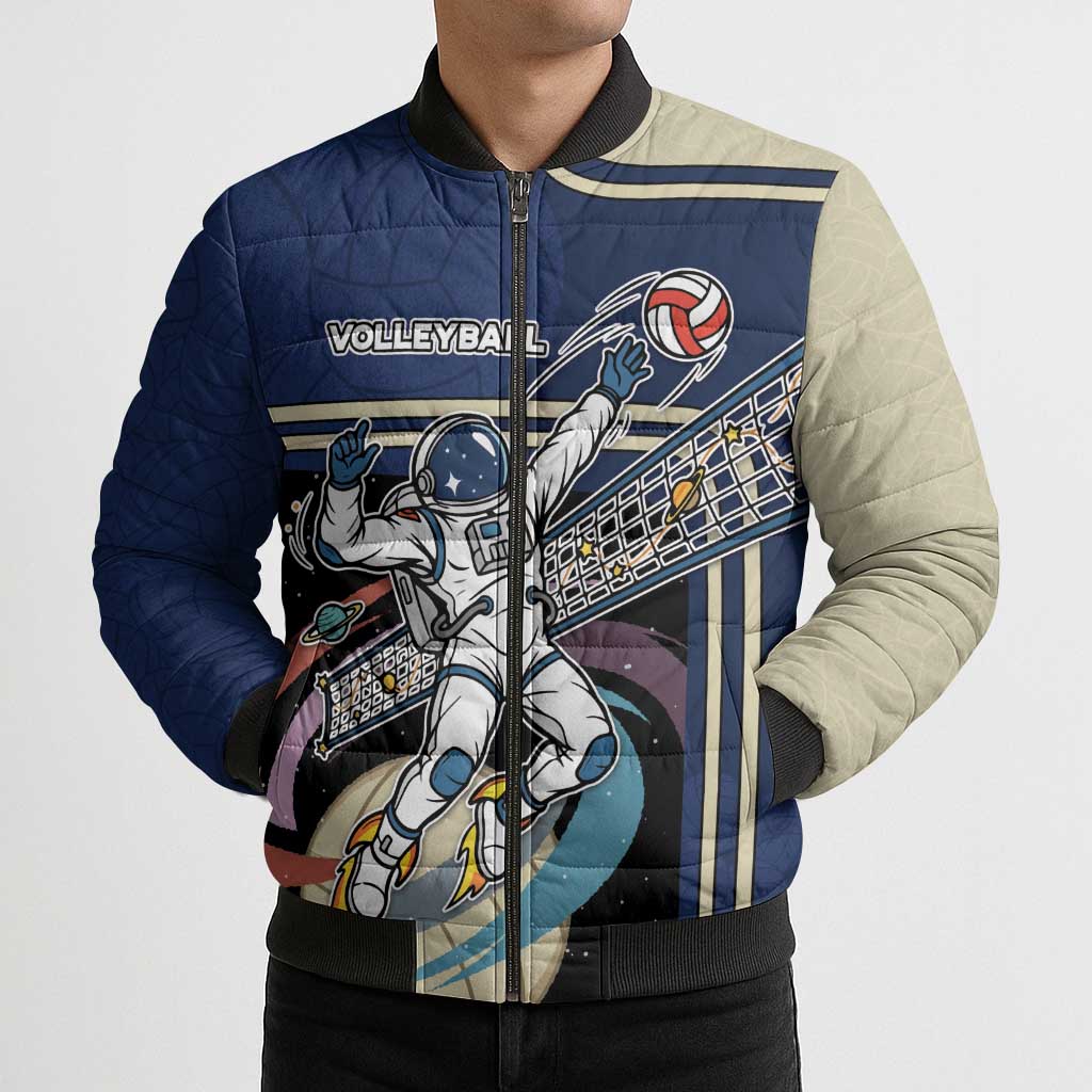 Custom Volleyball Bomber Puffer Jacket Astronaut Cosmic Spiker