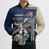 Custom Volleyball Bomber Puffer Jacket Astronaut Cosmic Spiker