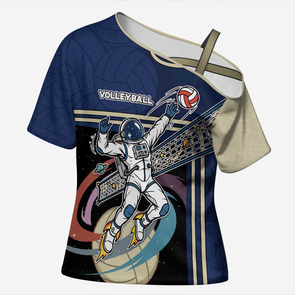 Custom Volleyball Cross Shoulder Shirt Astronaut Cosmic Spiker