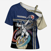Custom Volleyball Cross Shoulder Shirt Astronaut Cosmic Spiker