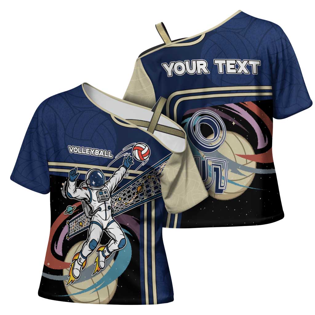 Custom Volleyball Cross Shoulder Shirt Astronaut Cosmic Spiker