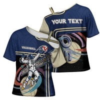 Custom Volleyball Cross Shoulder Shirt Astronaut Cosmic Spiker