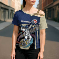 Custom Volleyball Cross Shoulder Shirt Astronaut Cosmic Spiker