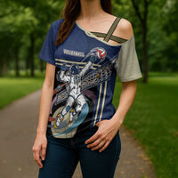 Custom Volleyball Cross Shoulder Shirt Astronaut Cosmic Spiker