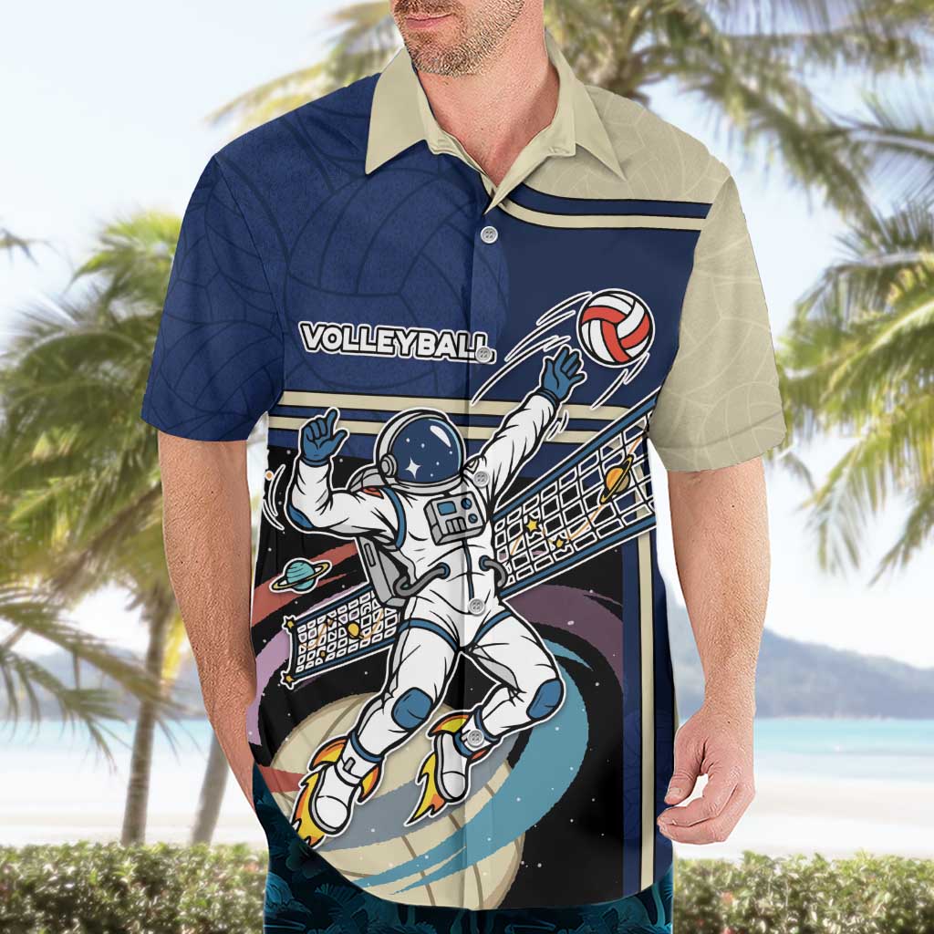 Custom Volleyball Hawaiian Shirt Astronaut Cosmic Spiker