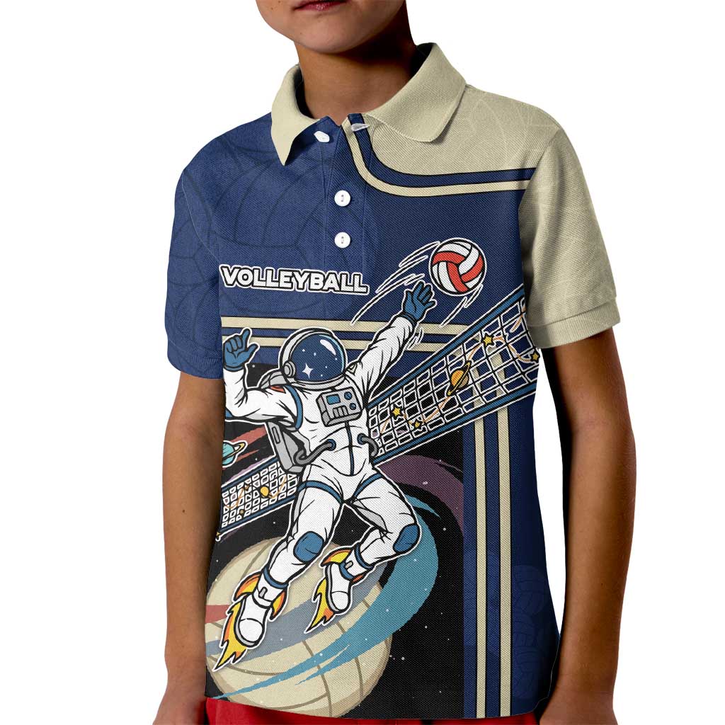 Custom Volleyball Kid Polo Shirt Astronaut Cosmic Spiker