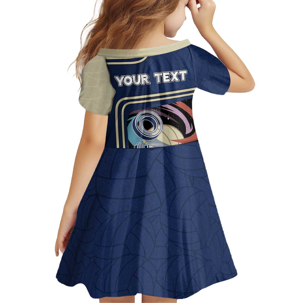 Custom Volleyball Kid Short Sleeve Dress Astronaut Cosmic Spiker
