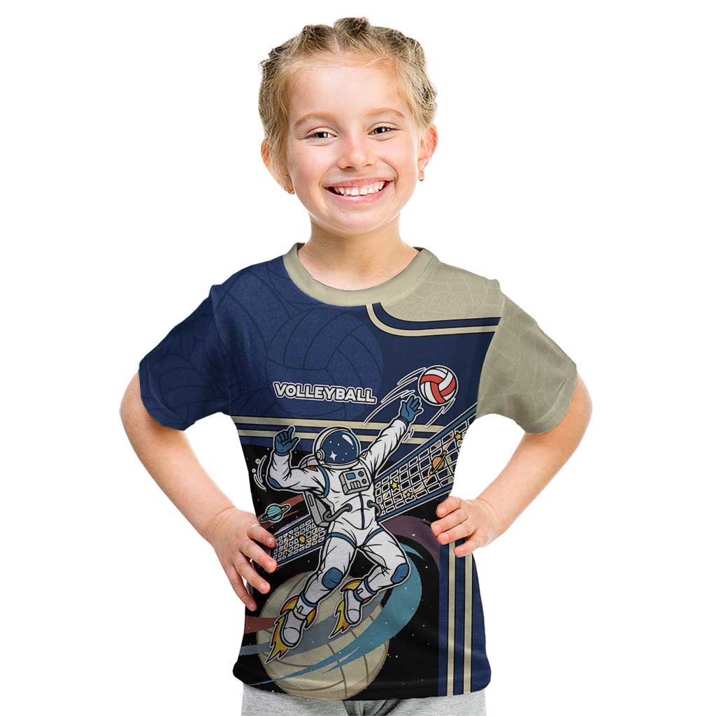 Custom Volleyball Kid T Shirt Astronaut Cosmic Spiker