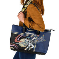 Volleyball Leather Tote Bag Astronaut Cosmic Spiker