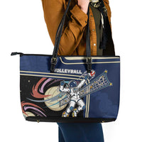 Volleyball Leather Tote Bag Astronaut Cosmic Spiker
