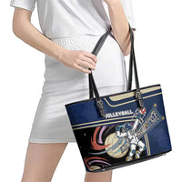 Volleyball Leather Tote Bag Astronaut Cosmic Spiker