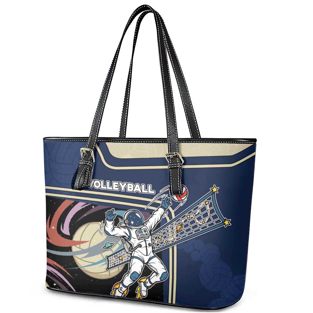 Volleyball Leather Tote Bag Astronaut Cosmic Spiker