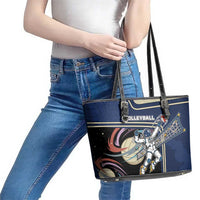 Volleyball Leather Tote Bag Astronaut Cosmic Spiker