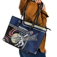 Volleyball Leather Tote Bag Astronaut Cosmic Spiker