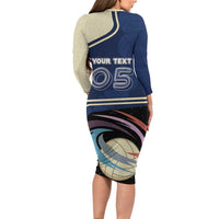 Custom Volleyball Long Sleeve Bodycon Dress Astronaut Cosmic Spiker