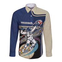 Custom Volleyball Long Sleeve Button Shirt Astronaut Cosmic Spiker