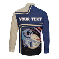 Custom Volleyball Long Sleeve Button Shirt Astronaut Cosmic Spiker