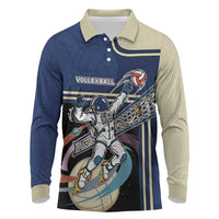 Custom Volleyball Long Sleeve Polo Shirt Astronaut Cosmic Spiker