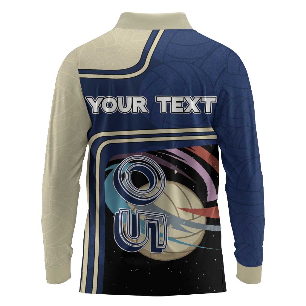 Custom Volleyball Long Sleeve Polo Shirt Astronaut Cosmic Spiker