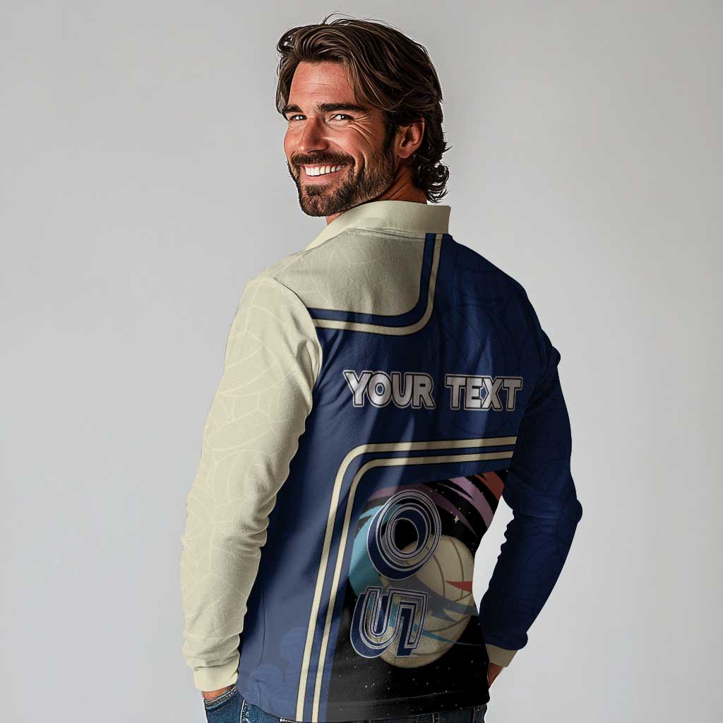 Custom Volleyball Long Sleeve Polo Shirt Astronaut Cosmic Spiker