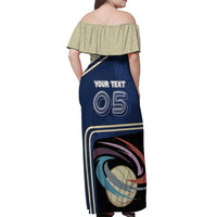 Custom Volleyball Off Shoulder Maxi Dress Astronaut Cosmic Spiker