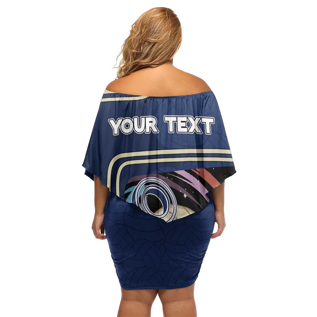 Custom Volleyball Off Shoulder Short Dress Astronaut Cosmic Spiker