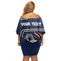 Custom Volleyball Off Shoulder Short Dress Astronaut Cosmic Spiker