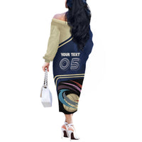 Custom Volleyball Off The Shoulder Long Sleeve Dress Astronaut Cosmic Spiker