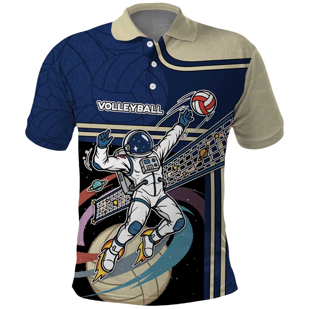 Custom Volleyball Polo Shirt Astronaut Cosmic Spiker