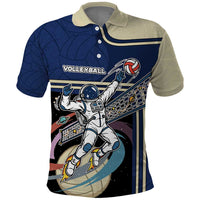 Custom Volleyball Polo Shirt Astronaut Cosmic Spiker