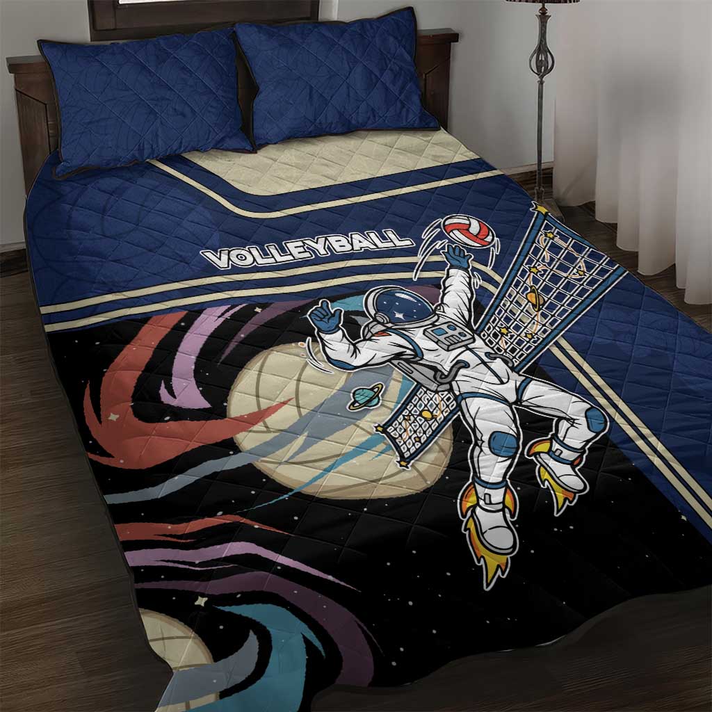 Volleyball Quilt Bed Set Astronaut Cosmic Spiker