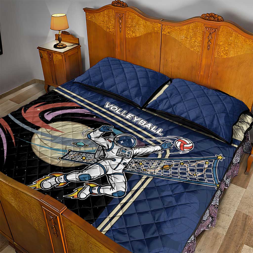 Volleyball Quilt Bed Set Astronaut Cosmic Spiker