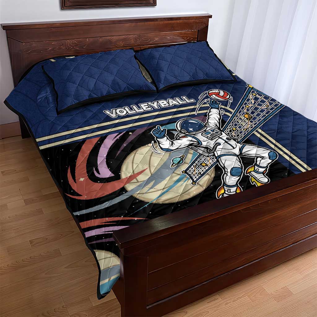 Volleyball Quilt Bed Set Astronaut Cosmic Spiker