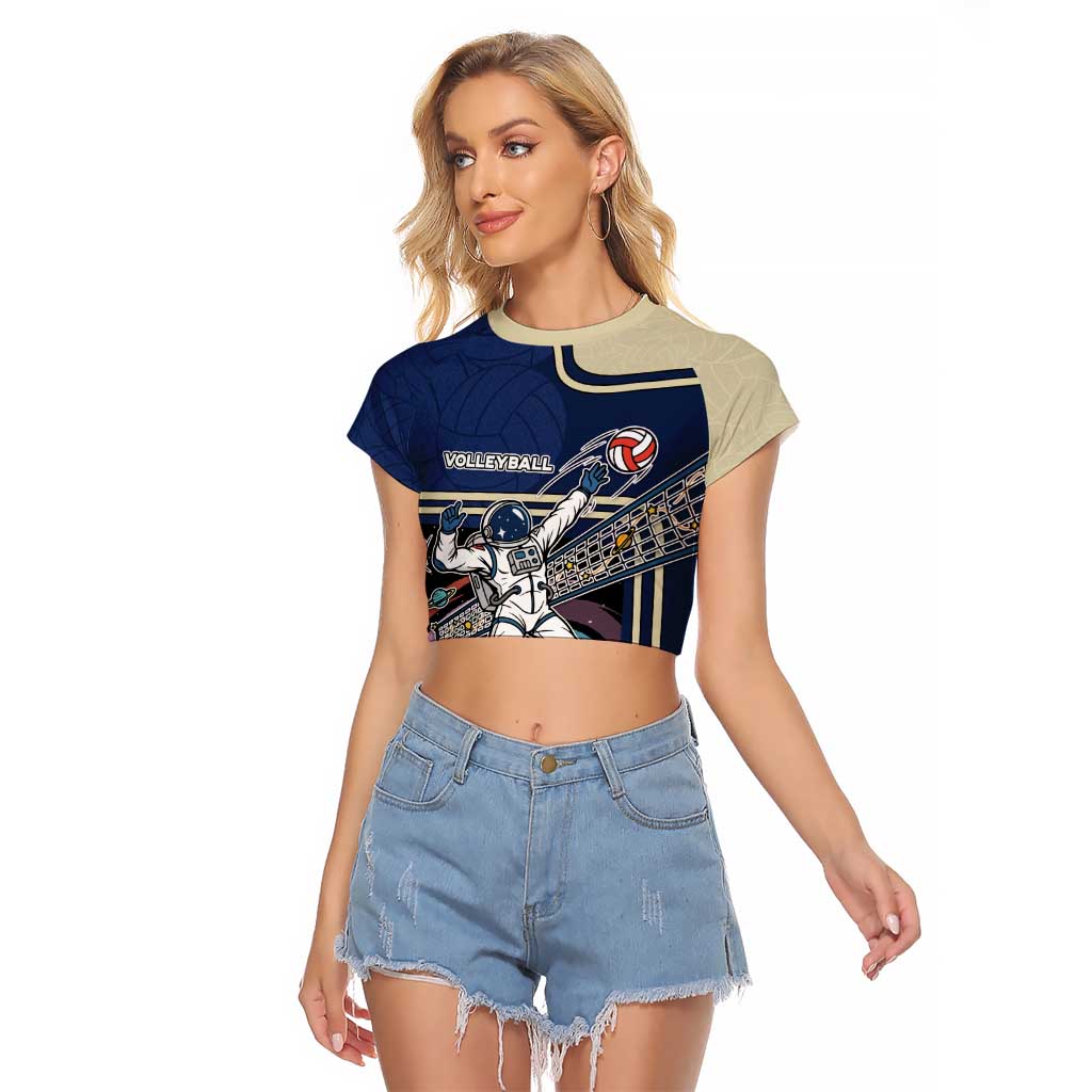 Custom Volleyball Raglan Cropped T Shirt Astronaut Cosmic Spiker