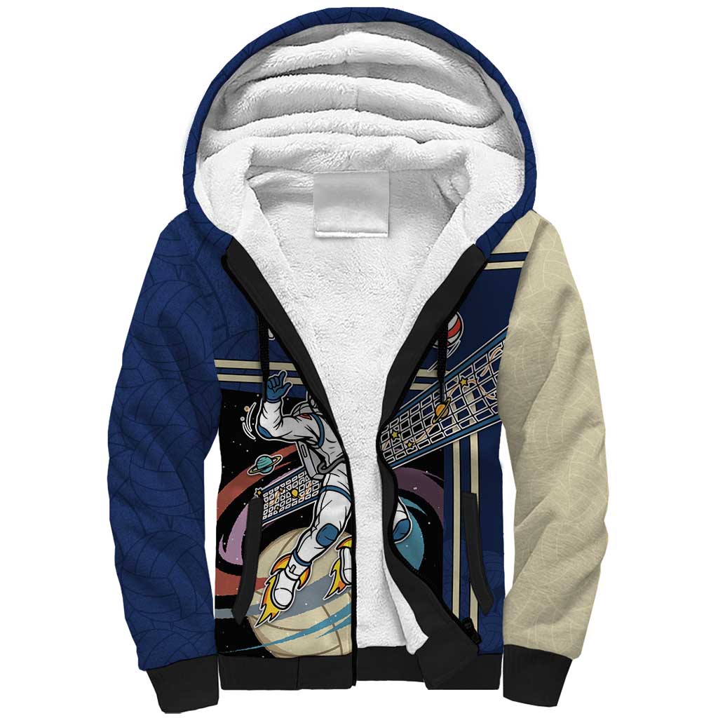 Custom Volleyball Sherpa Hoodie Astronaut Cosmic Spiker