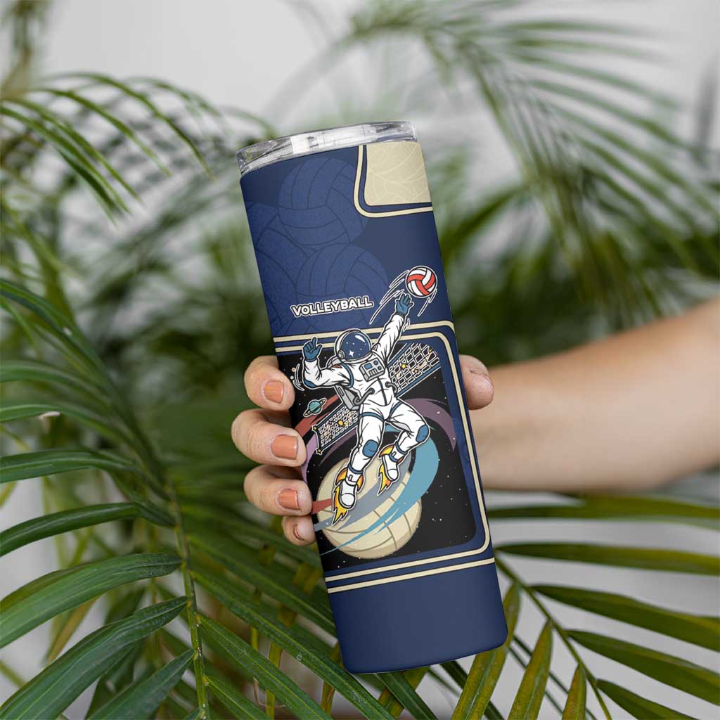 Custom Volleyball Skinny Tumbler Astronaut Cosmic Spiker