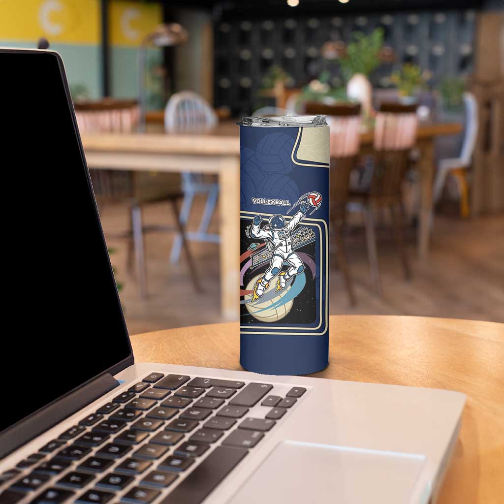 Custom Volleyball Skinny Tumbler Astronaut Cosmic Spiker