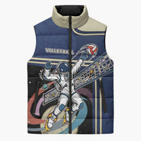 Custom Volleyball Sleeveless Puffer Jacket Astronaut Cosmic Spiker