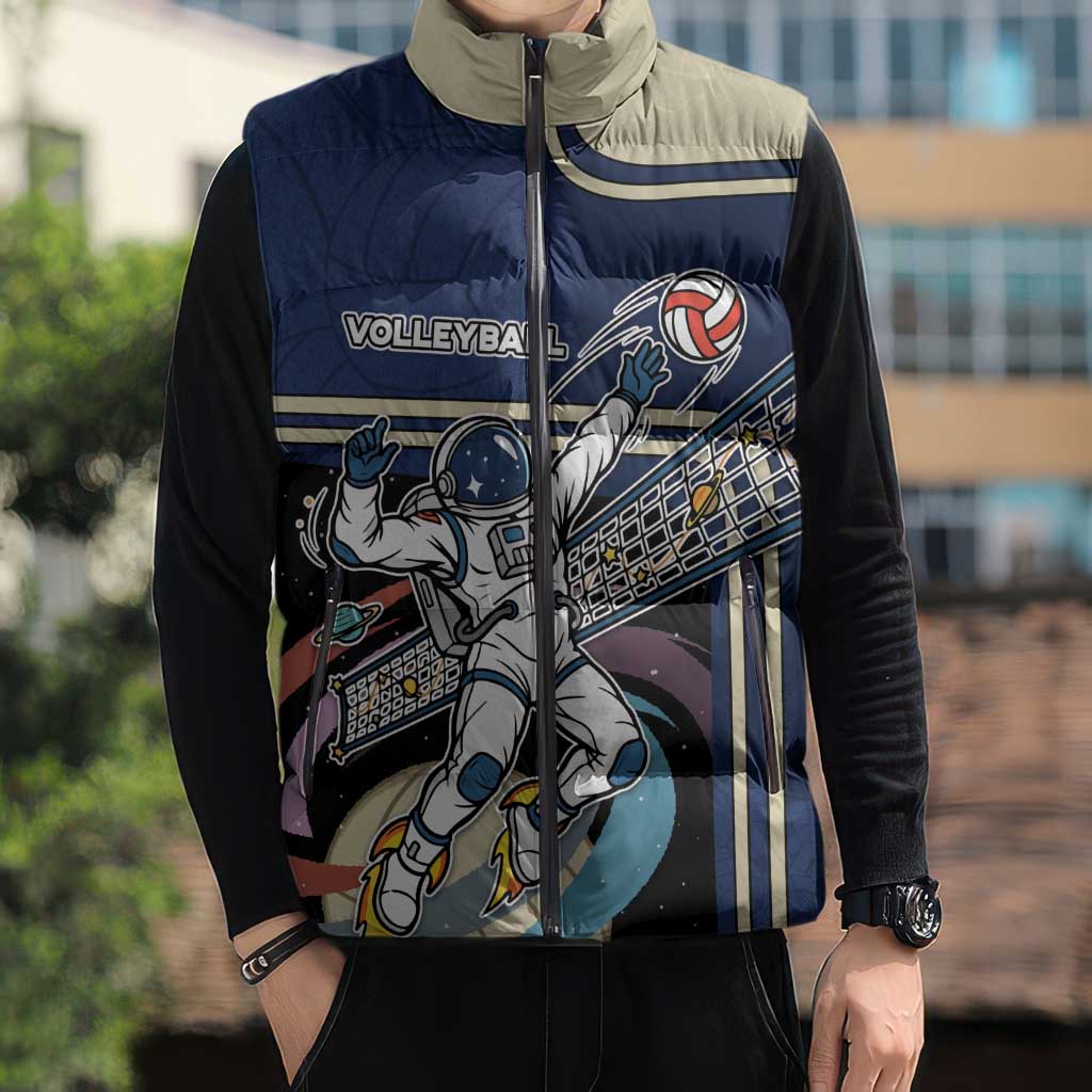 Custom Volleyball Sleeveless Puffer Jacket Astronaut Cosmic Spiker