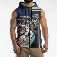Custom Volleyball Sleeveless Zip Hoodie Astronaut Cosmic Spiker