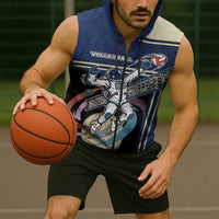 Custom Volleyball Sleeveless Zip Hoodie Astronaut Cosmic Spiker