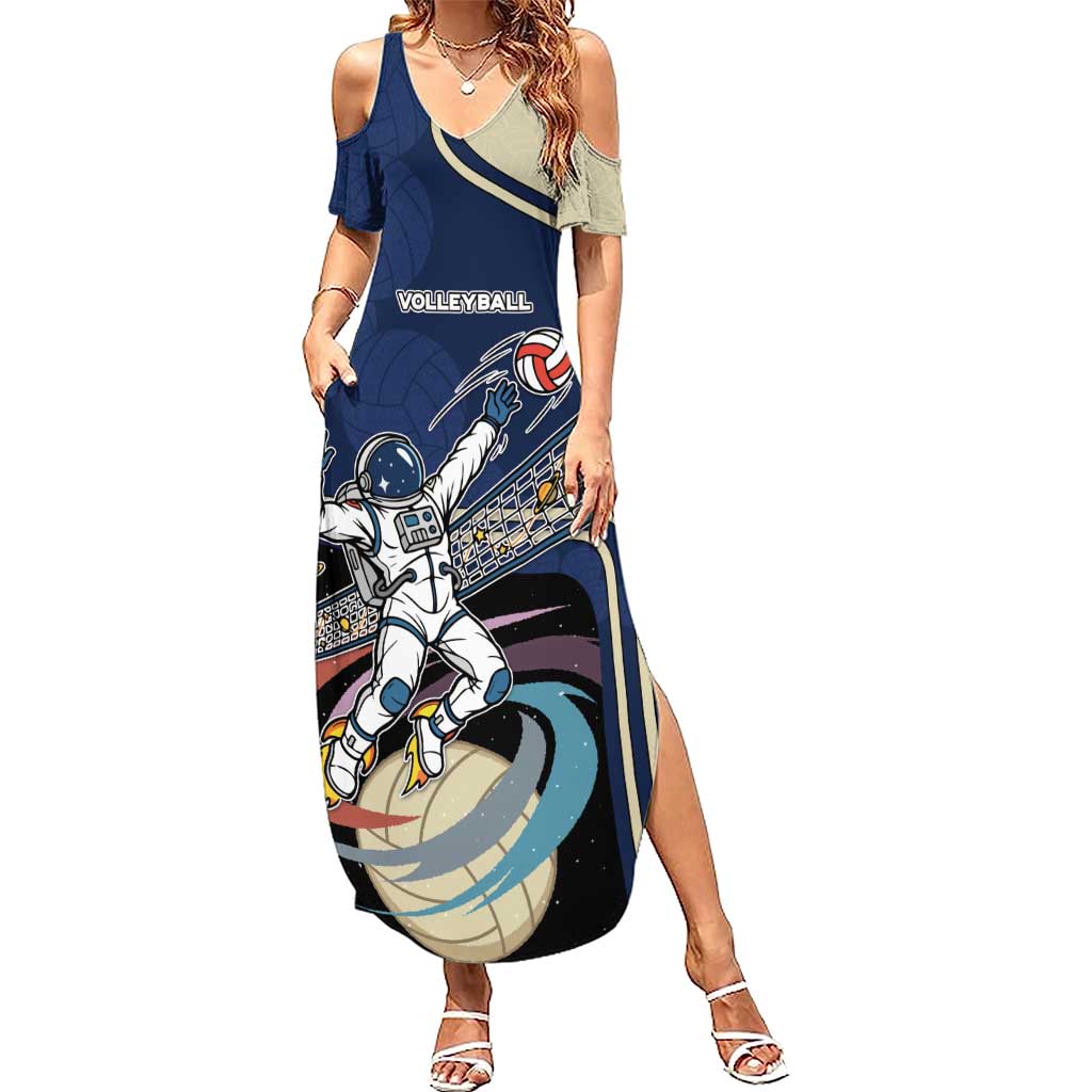 Custom Volleyball Summer Maxi Dress Astronaut Cosmic Spiker