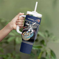 Custom Volleyball Tumbler With Handle Astronaut Cosmic Spiker