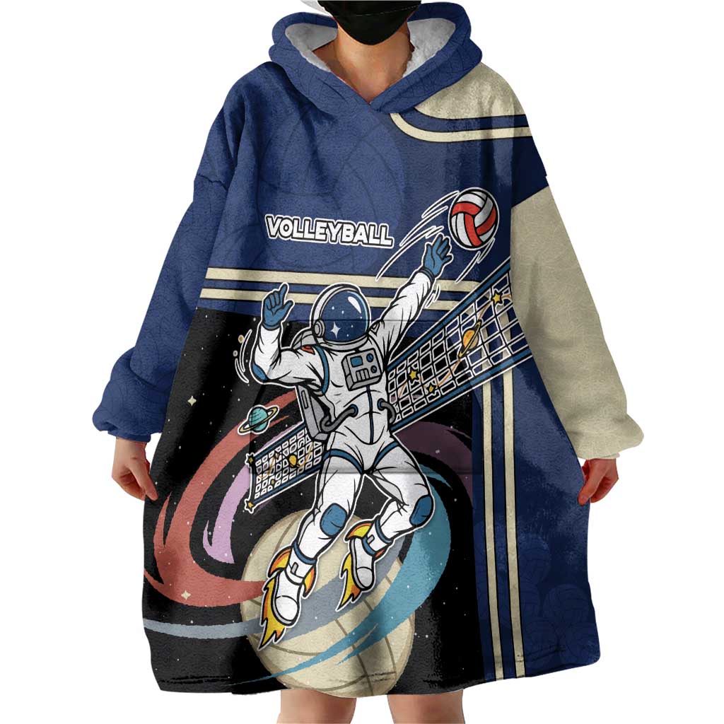 Custom Volleyball Wearable Blanket Hoodie Astronaut Cosmic Spiker