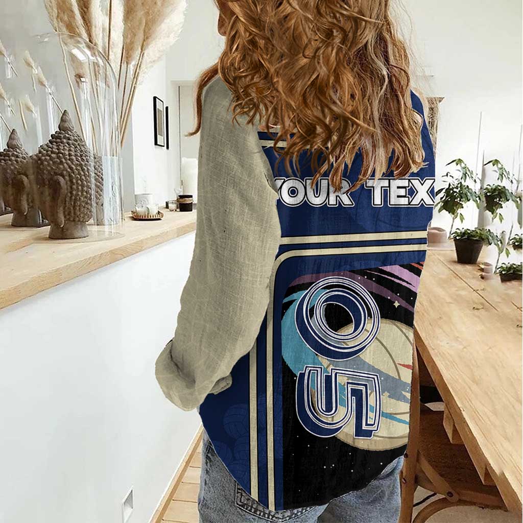 Custom Volleyball Women Casual Shirt Astronaut Cosmic Spiker